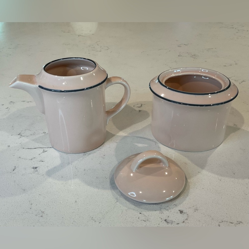 Studio Nova Neapolitan Opal Creamer & Sugar Set Japan Pale Pink & Blue Trim